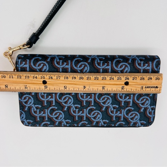 COACH Long Zip Around Monogram Print Wallet Wristlet Blue NWT - Picture 6 of 8